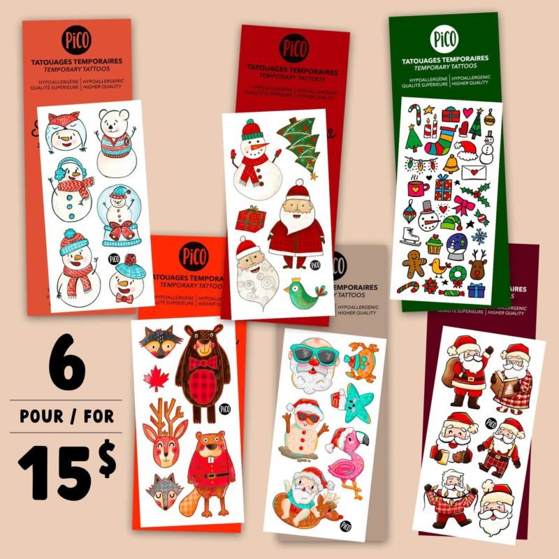 Pico tatoo - Promo de Noël - Ensemble de 6 tatouages hivernaux